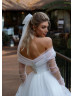 Strapless White Satin Tulle Wedding Dress With Detachable Bolero